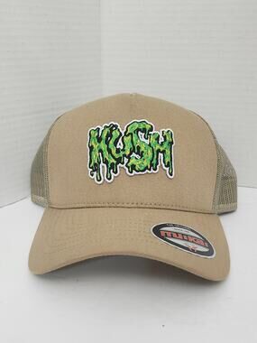 Muka "KUSH" Embroidered Slime Graffiti Khaki Trucker Snapback Hat